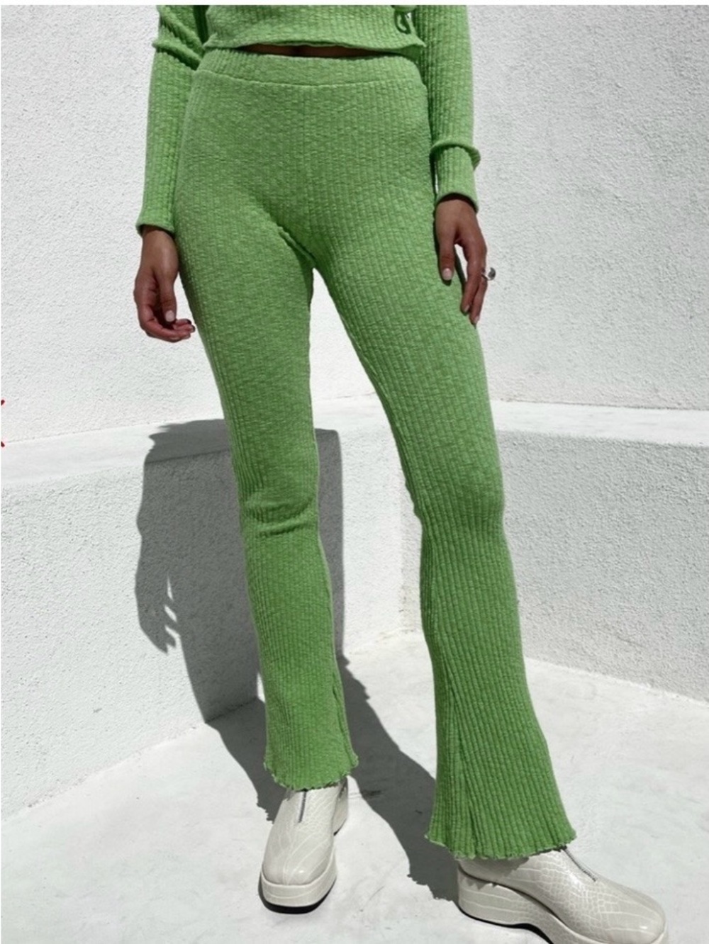 Lisa Says Gah Rib Knit Bec Pant Flared Bell Bootcut Pull On Pants Green 3X